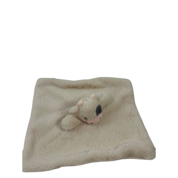 Linz baby soft blanket farm cow plush head rattle cream color 13"x16" replacemen - Picture 1 of 7